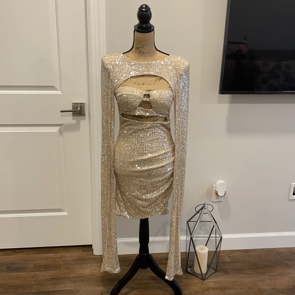 Cream sequence party dress